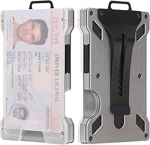 ID Holder Minimalist Wallet – Slim Wallet Credit Card Holder – Aluminum Metal Wallet with Money Clip – Elegant and Modern RFID Wallet for Office, Everyday Use, Grey