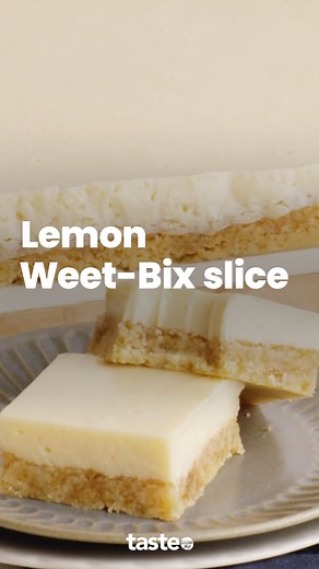 Turn those Weet-Bix crumbs at the bottom of the box into something delicious! This Lemon Weet-Bix slice has crispy, coconutty base and a simple two Ingredient condensed milk icing on the top. You don’t even need eggs! If you’d like this recipe Google ‘Taste Lemon Weet-Bix slice’. Recipe by @kitcheninkau #weetbixslice #weetbixrecipes #lemonslice #slicerecipe #condensedmilkicing | Taste.com.au