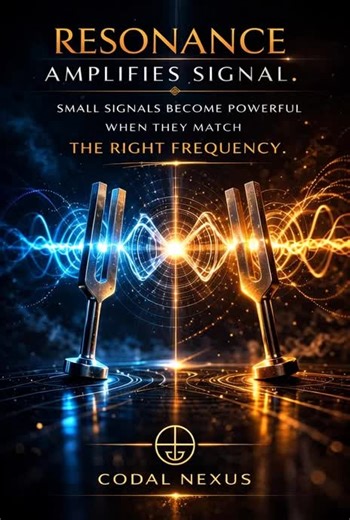 RESONANCE AMPLIFIES SIGNAL Small signals become powerful when they meet the right frequency. In physics this is resonance — when two systems vibrate in harmony, energy multiplies. The same principle exists everywhere: ideas people systems movements Alignment creates amplification. CODAL NEXUS #codalnexus #knowlege #precision #energy #alignment