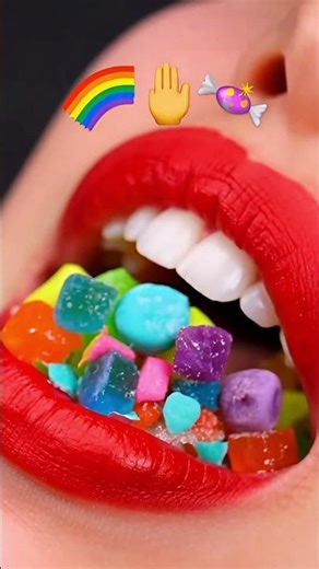 🌈✋🍬 Hand Feeding ASMR 👄 Colorful Candy Chewing