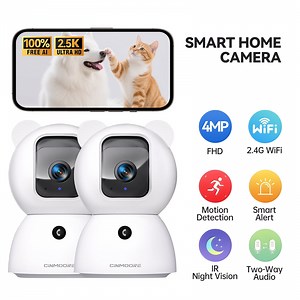 CINMOORE 2.5K Pet/Dog/Cat Camera w/ Phone App, No-Subscription Local Person/Pet/Cry Detection, 4MP Security Camera Indoor, PTZ WiFi Cameras for Home Security, Color Night Vision,Full Duplex Audio,2PC