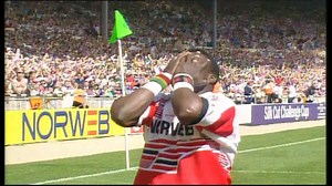 17K views · 30 reactions | A classic Wembley moment! Martin Offiah on his legendary Challenge Cup final try for Wigan in '94 ⚪ | Challenge Cup | Facebook