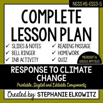 HS-ESS3-5 Response to Climate Change Lesson | Printable & Digital