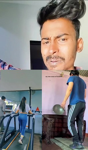 Dynamic Treadmill Workout Showcase in Split-Screen Format