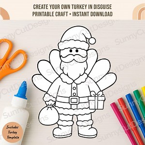 Disguise a Turkey - Santa Blank Template Disguise, Christmas Thanksgiving Craft, School Craft, Thanksgiving Printable, Thanksgiving Project - Etsy