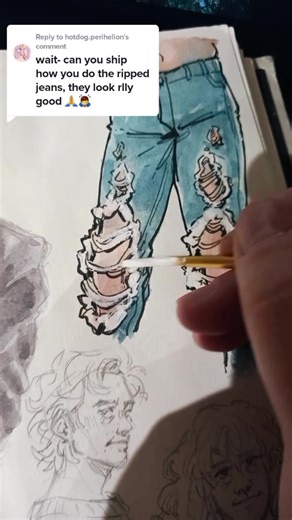 How to Draw Ripped Jeans - Sketchbook Tutorial