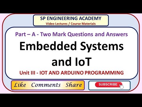 04 Embedded Systems and IoT – Unit III IOT AND ARDUINO PROGRAMMING