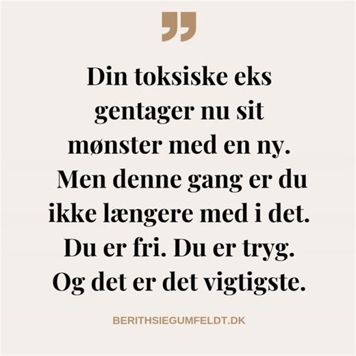 Lær at håndtere narcissister on Instagram: "Bare fordi din eks har fundet sig en ny partner, betyder det ikke, de er blevet et bedre menneske. Du slap ud og det er din sejr. Din eks er videre med én ny, men det betyder ikke, de har ændret sig. De gentager bare det samme mønster. Den samme manipulation. Det samme drama. Den samme kontrol. Forskellen? Du er ikke en del af det længere. Du er ude. Du er fri. Du er i sikkerhed. Det er dét, der tæller. Sandheden er: Denne her slags mennesker bliver ik