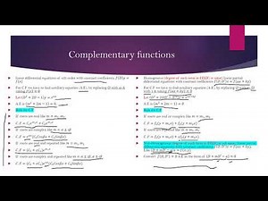 Complementary functions and Particular integrals