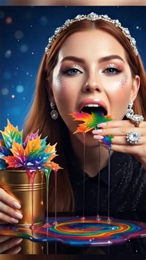 ASMR Luxurious Maple Leaf Bites 🌈🍁