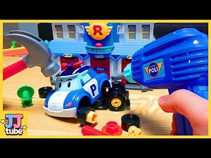 폴리 전동공구 장난감 놀이 도와줘 엠버 로이 Robocar POLI Toy & Play [제이제이튜브 - JJ tube]
