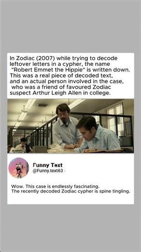 In Zodiac (2007) while trying to decode leftover letters in a cypher, the name "Robert Emmet the ...