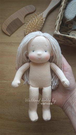A new 7 inch /18 cm Waldorf custom doll in progress #waldorfdoll #handmadedoll #varvadoll #shorts