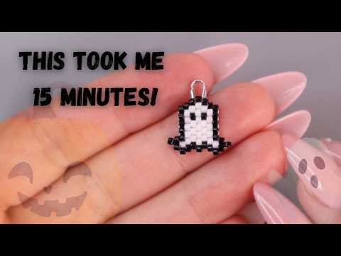 How to Make a Beaded Ghost Charm 👻 | Brick Stitch Bead Pattern