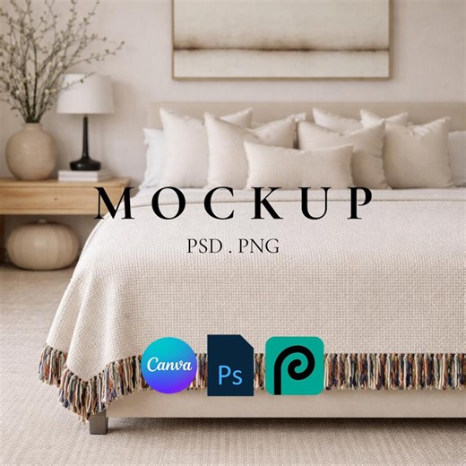 Woven Blanket Mockup, Custom Woven Throw Mock Up, Print on Demand Woven Blanket Mocks, Photoshop Smart Object PSD, Canva Drag & Drop - Etsy