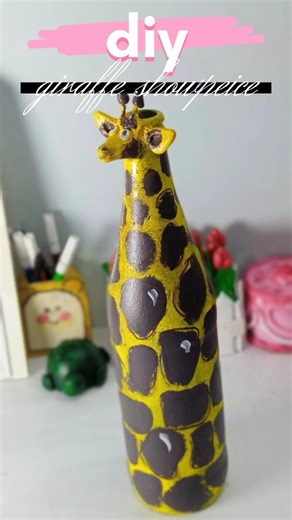 diy from waste glass bottle... giraffe showpeice.. #creative #craftyhome #❤🌼🌺