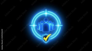 Recruitment icon, HR human resources solution concept. Management tool used to manage employee information in organization. Businessman with target icon and identity proofing on transparent background Stock Video