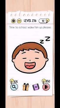 Brain test tricky puzzles level 276 [Time to school. Wake him up please] solution or walkthrough
