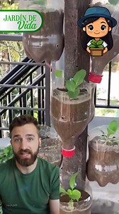 Huerto vertical con botellas de plástico #HuertoUrbano #HuertoEnCasa #plantas #verduras #viralreelsfacebook #lifehacks #viralpost #reciclaje | Jardín de Vida