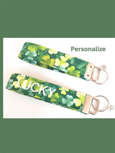 Embroidered Key Fob Wristlet - Lucky Saint Patrick's Day Keychain - Personalized Name Embroidery Option - Etsy
