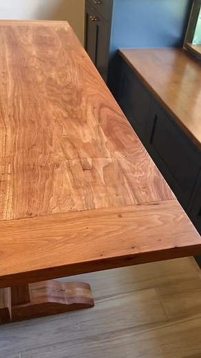 It’s a privilege to build custom furniture like this Oklahoma sourced, pecan dining table. Constructed with draw bored breadboards and wedged through tenons. Finished with a hand rubbed, oil/wax blend. Keeps the craft in handcrafted. #finefurniture #pecan #diningtable #handmade #furniture #oklahoma #kilndried #lumber #mortiseandtenon #drawbored #breadboard #diningroomdecor #design #handcraft #woodworking | The Urban Wood Company