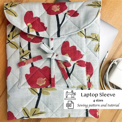 PDF Pattern for Laptop Sleeve, Sewing Pattern and Tutorial for Tablet Case, Quilted Cover With Pocket for MacBook or Ipad, Beginner Project - Etsy
