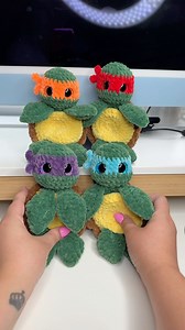 Pattern by me! Use the 2 in 1 turtle pattern and the modification I have posted here on IG #crochet #plushies #turtles #teenagemutantninjaturtles #tmnt #pattern | Crochet With Bay