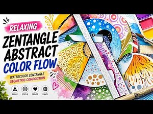 Relaxing Zentangle Abstract Art | Watercolor Geometric Pattern Drawing