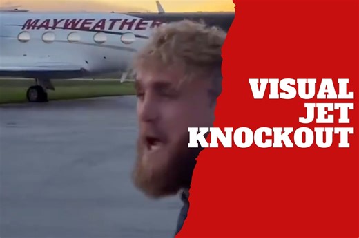 Jake Paul humiliates Floyd Mayweather with a visual knockout by comparing private jets in the hangar