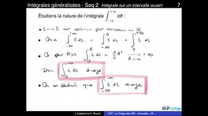 Chapitre 1 - Intégrales généralisées - Séquence 2 - Extrait 4 - attention