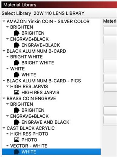 Lightburn Material Library for a 20W Fiber Laser With a 110 Lens - Etsy