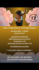 Here’s the Sunday Basic Fundamentals of Chicago Stepping class schedule for Smooth Grooves Dance Studio in Greensboro NC. | Smooth Grooves