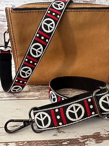 Embroidered Purse Strap, Peace Sign Crossbody Purse Strap, Adjustable Woven Bag Strap, 1" Thin Replacement Handbag Strap, Hippie Boho Guitar - Etsy