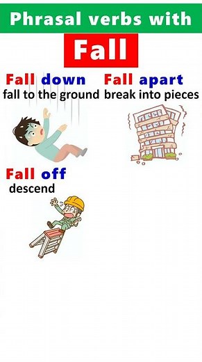 English Phrasal verbs with Fall : Fall down, Fall off, Fall out, Fall apart