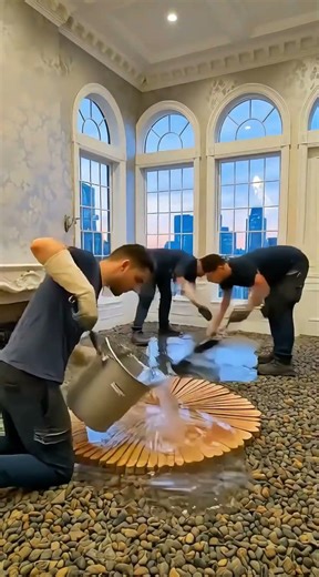 River Stone & Wood Log Floor Turned Into Glass With Epoxy 😳