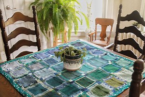 Blue and Green Square Quilt - Etsy