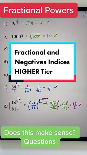 Understanding Fractional and Negative Indices in Higher Tier Maths