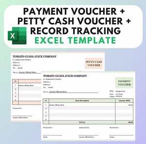 INSTANT Payment Voucher   Petty Cash Voucher   Payment Record Tracker Excel Template Auto Record Data - Etsy Canada