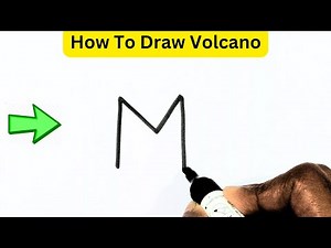 How To Draw Volcano Easy With M | Erupting Volcano Drawing Step By Step Easy Method