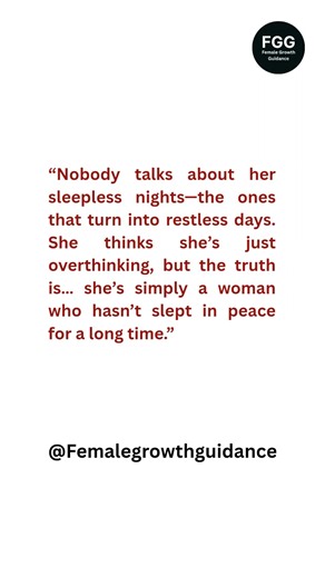 “As a woman, do you realize how much your sleepless nights are draining your spirit?”