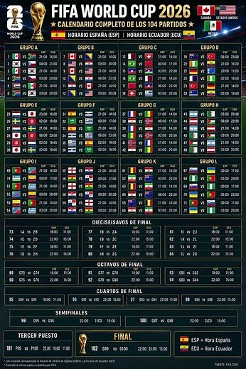 🏆 FIFA WORLD CUP 2026 | CALENDARIO COMPLETO DE LOS 104 PARTIDOS 🌎⚽
