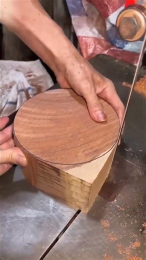Cutting a Wood Disc with Diamond Wire.
