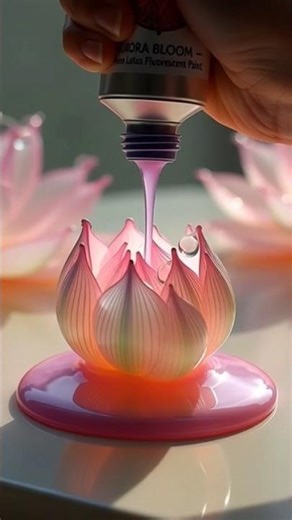 Neon Lotus Bloom 🌸⚡ | Fluorescent Paint ASMR #lotus #lotusflower #asmr #asmrsounds #shorts