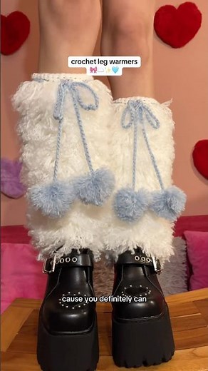 crochet furry leg warmers ✨☁️🩵 #crochet #legwarmers #crochettutorial