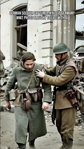 WWII Photo: British Gordon Highlanders Detain German Prisoner During Kleve Push