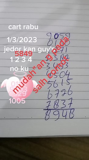 Handwritten Number List on Notebook Paper