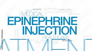 Epinephrine injection animated word cloud, text design animation. Kinetic typography.