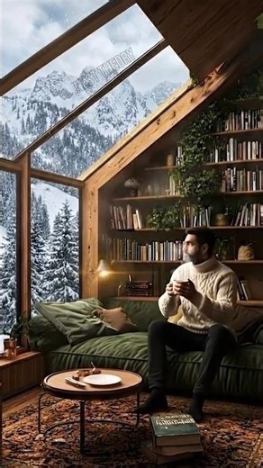 Winter Cabin Interior Design | Cozy Attic Library Transformation 📖 #interiordesign #cozyhome