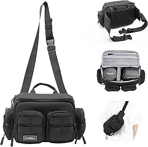 Cwatcun Camera Waist Bag -Compact Camera Fanny Pack, Lightweight Portable Camera Case, Mirrorless Camera Crossbody Sling Chest Bag for Photography for Canon, Nikon, Sony, Fuji-Large