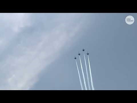 DC flyover: Jets soar of empty seats in front of America 250 stage, Washington Monument for July 4th
